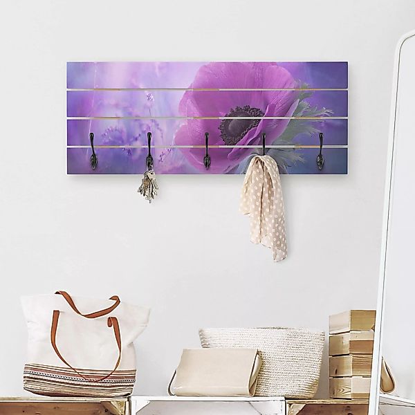 Wandgarderobe Holzpalette Anemonenblüte in Violett günstig online kaufen