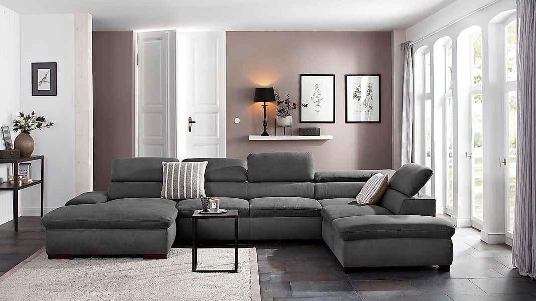 Home affaire Wohnlandschaft Alberto U-Form, mit günstig online kaufen