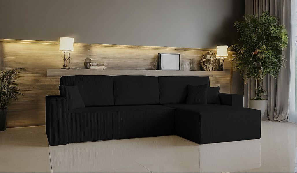 Goldstoff Ecksofa Amalia L-Form, Ecksofa mit Schlaffunktion, Bettkasten - C günstig online kaufen