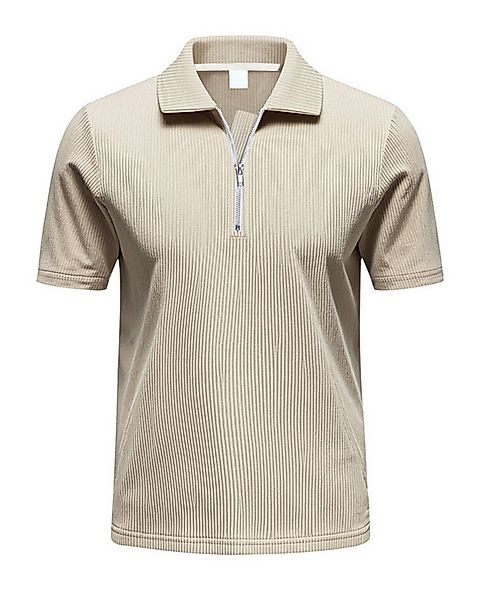Allthemen Poloshirt mit Cord-Struktur Halbzip Kurzarmshirt günstig online kaufen