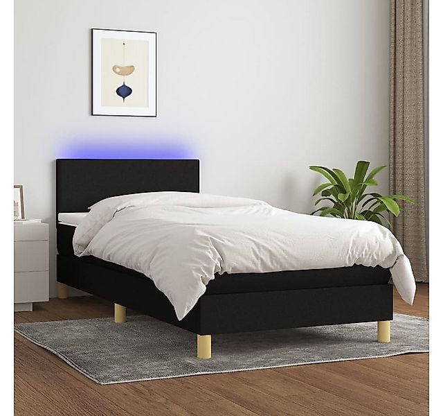 vidaXL Boxspringbett Boxspringbett mit Matratze LED Schwarz 100x200 cm Stof günstig online kaufen