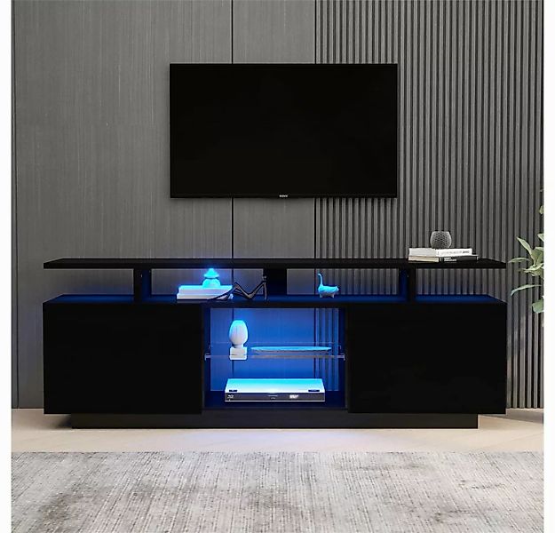 XDeer TV-Schrank Moderner schwarzer TV-Schrank mit 16 farbigen LED-Leuchten günstig online kaufen