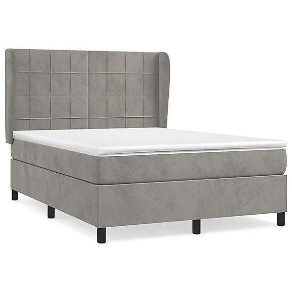 vidaXL Boxspringbett mit Matratze Hellgrau 140x190 cm Samt1399498 günstig online kaufen