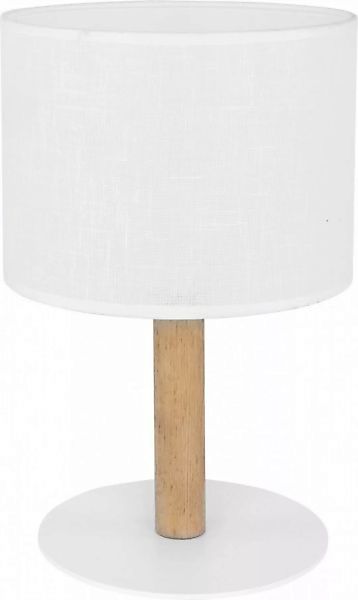 Tischlampe Weiß Holz E27 Deva White günstig online kaufen