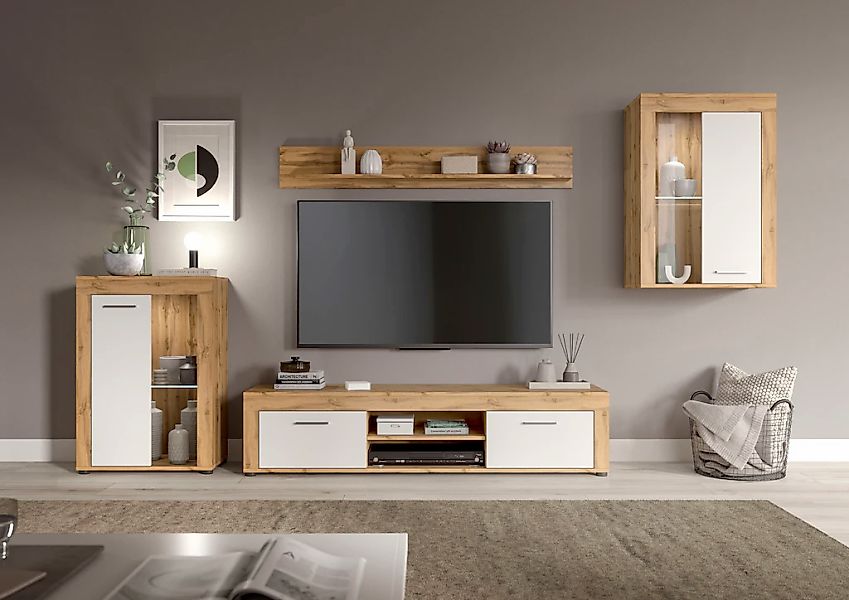 INOSIGN Wohnwand "Aosta, 4-tlg., bestehend aus: 2x Vitrine, Lowboard & Wand günstig online kaufen