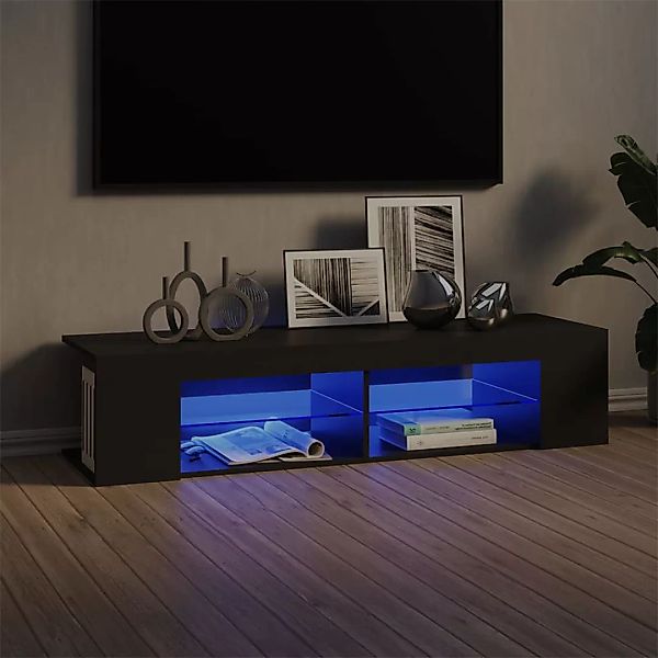 Tv-schrank Mit Led-leuchten Grau 135x39x30 Cm günstig online kaufen