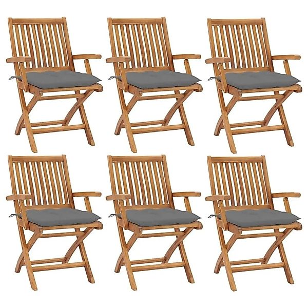 vidaXL Klappbare Gartenstühle mit Kissen 6 Stk Massivholz Teak 3072766 günstig online kaufen