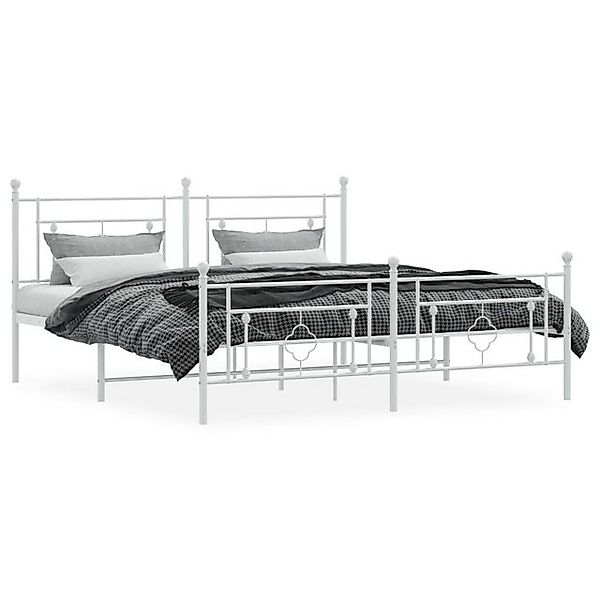 vidaXL Bett Bettgestell mit Kopf- und Fußteil Metall Weiß 180x200 cm günstig online kaufen