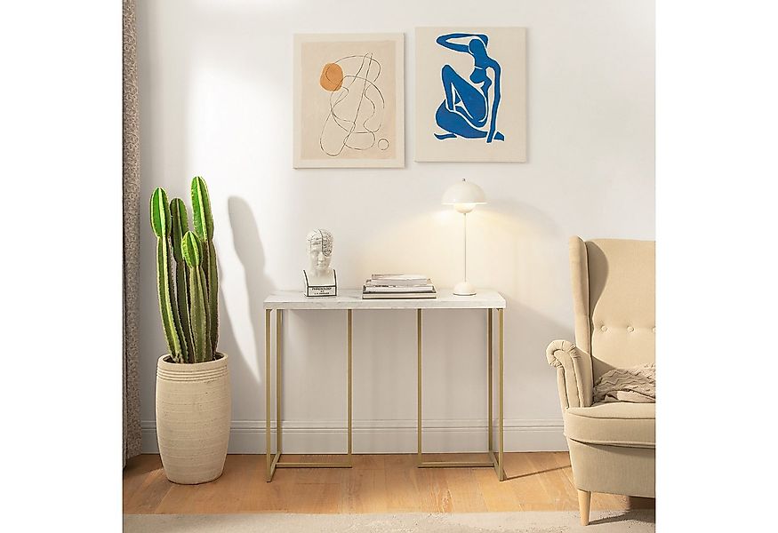 SoBuy Konsolentisch FSB58, mit goldenem Metallrahmen Flurtisch Dekotisch Si günstig online kaufen