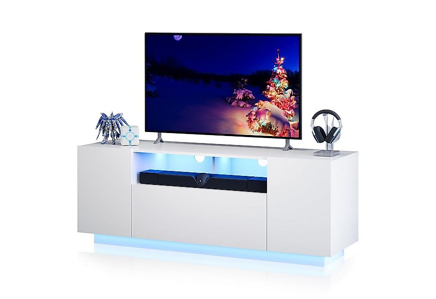 WLIVE TV-Schrank Modernes hängendes TV-Lowboard mit LED-Beleuchtung, 122/17 günstig online kaufen