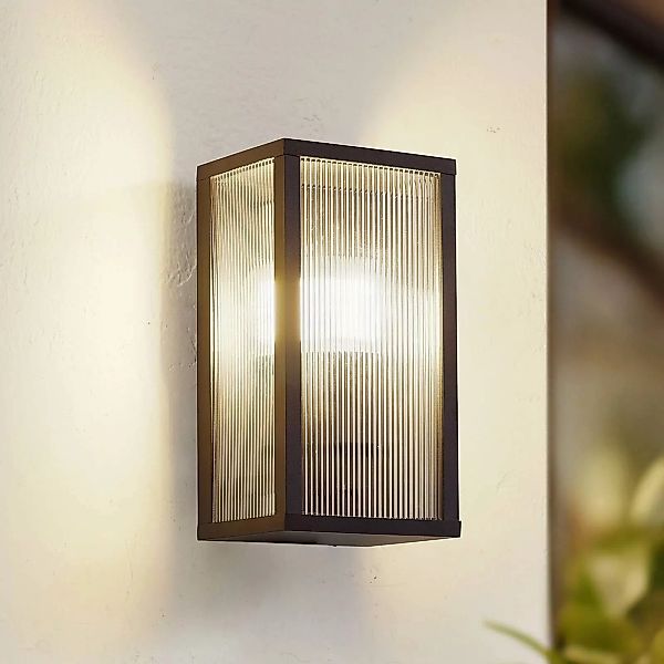 Lindby Außenwandlampe Peldar, 26 cm, geriffelt, IP44, E27 günstig online kaufen
