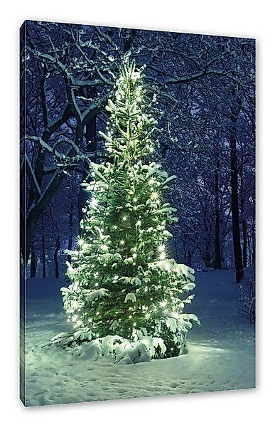 Pixxprint Leinwandbild Leuchtender Weihnachtsbaum, Leuchtender Weihnachtsba günstig online kaufen
