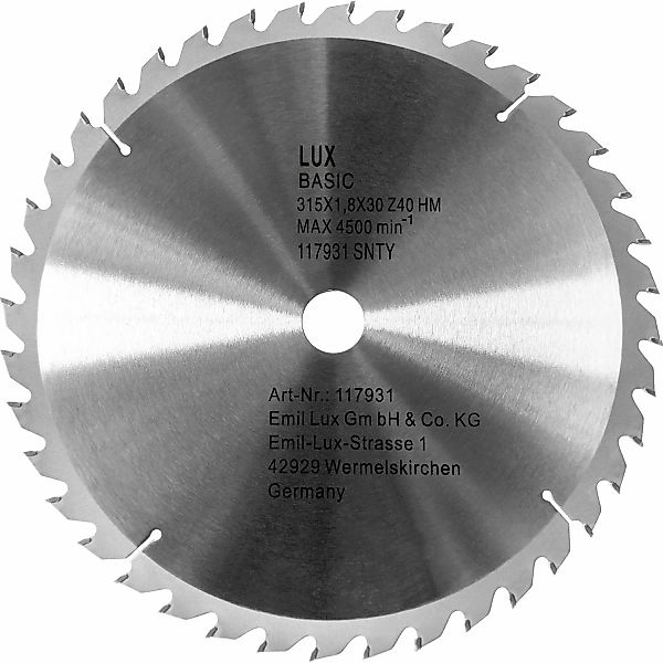 LUX HM Kreissägeblatt Ø 315 mm günstig online kaufen