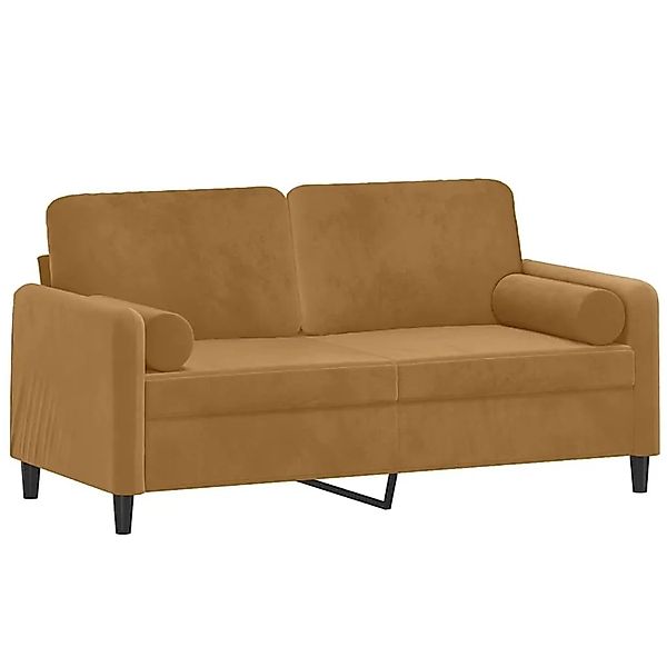 vidaXL 2-Sitzer-Sofa mit Zierkissen Braun 140 cm Samt 3200888 günstig online kaufen