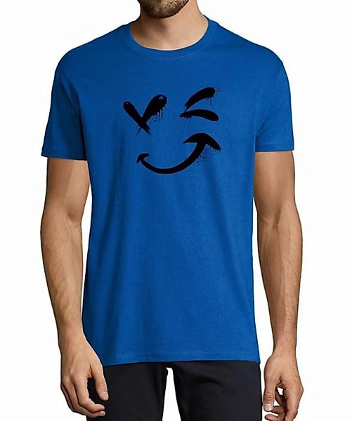 MyDesign24 T-Shirt Herren Smiley Print Shirt - Zwinkernder Smiley Baumwolls günstig online kaufen