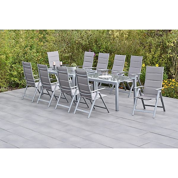 Merxx Taviano Set 11-tlg. 10 Klappsessel Gartentisch Ausziehbar Diamant günstig online kaufen