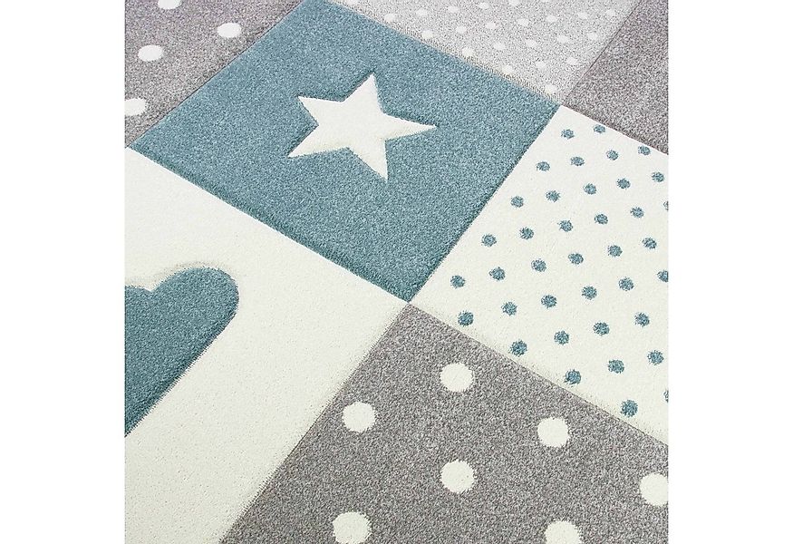 TeppichHome24 Kinderteppich Kinderteppich mit Stern Wolke in Blau Grau Crem günstig online kaufen