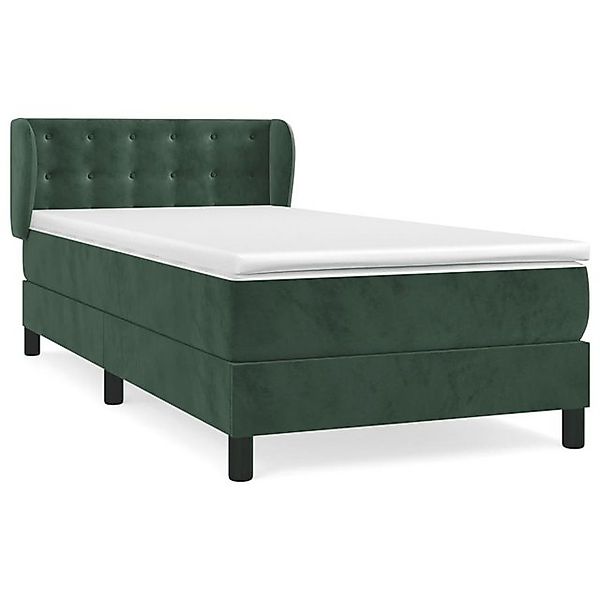 vidaXL Boxspringbett, Boxspringbett mit Matratze Dunkelgrün 90x190 cm Samt günstig online kaufen