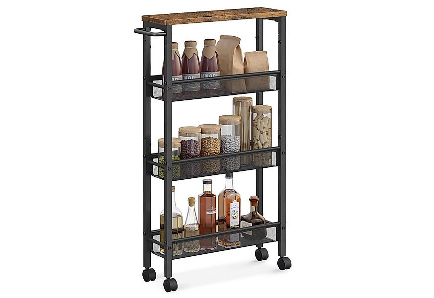 VASAGLE Beistellwagen, Küchenwagen schmal, Nischenregal, 13 x 45,5 x 77 cm günstig online kaufen