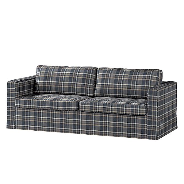 Bezug für Karlstad 3-Sitzer Sofa nicht ausklappbar, lang, braun- blau, Bezu günstig online kaufen