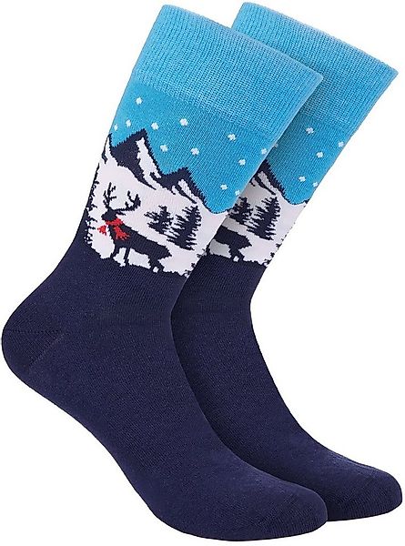BRUBAKER Socken Lustige Herren Weihnachtssocken - Winterlandschaft Rentier günstig online kaufen