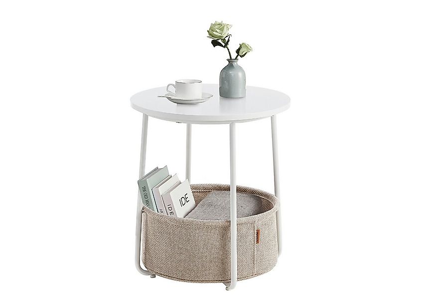 VASAGLE Beistelltisch, rund, Couchtisch, mit Korb aus Stoff, Ø45 cm, modern günstig online kaufen