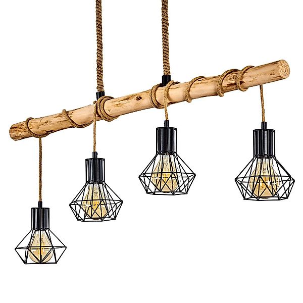 hofstein Pendelleuchte »Pomari« Hängelampe aus Metall/Holz/Kordel günstig online kaufen