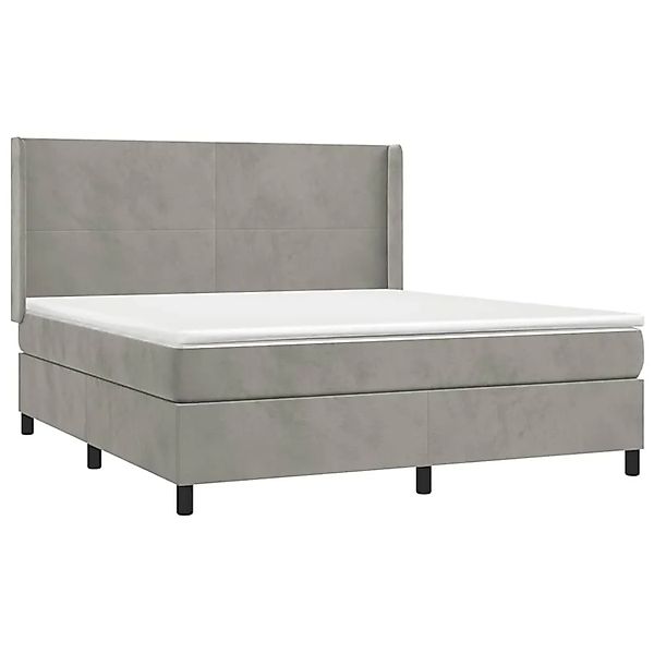 vidaXL Boxspringbett mit Matratze & LED Hellgrau 160x200 cm Samt 3139451 günstig online kaufen