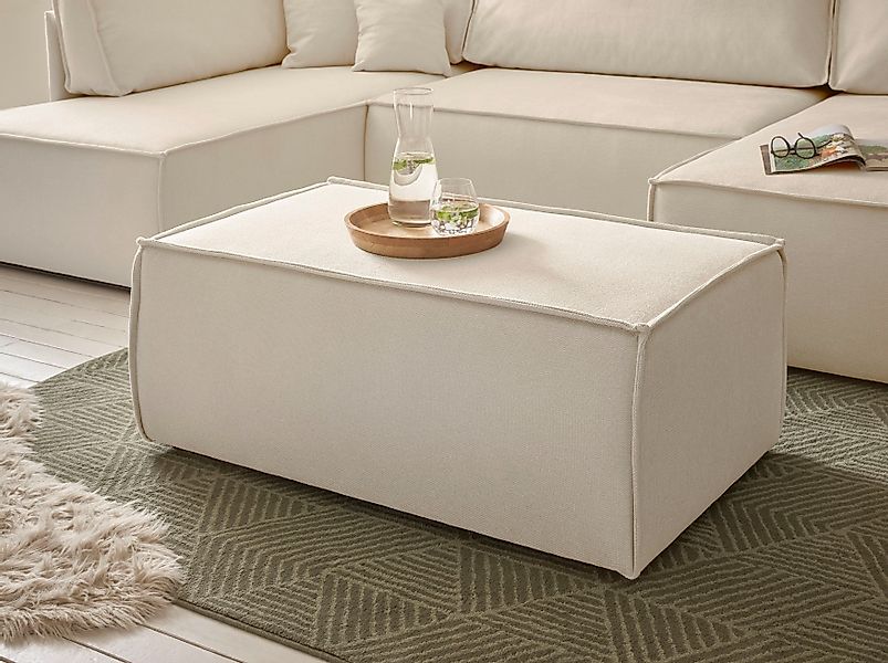 OTTO home Hocker "FINNLEY, Polsterhocker in Bouclé, Struktur fein u. Mega C günstig online kaufen