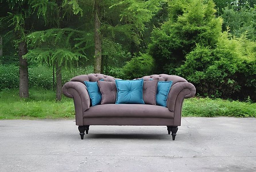 Xlmoebel Sofa Graues Chesterfield-Sofa mit Stoffbezug, 2,50-Sitzer, Polster günstig online kaufen