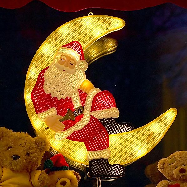 LED-Fensterbild Weihnachtsmann im Mond günstig online kaufen
