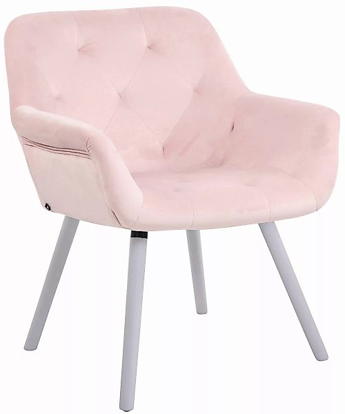 Esszimmerstuhl Cassidy Samt-pink-Weiß günstig online kaufen