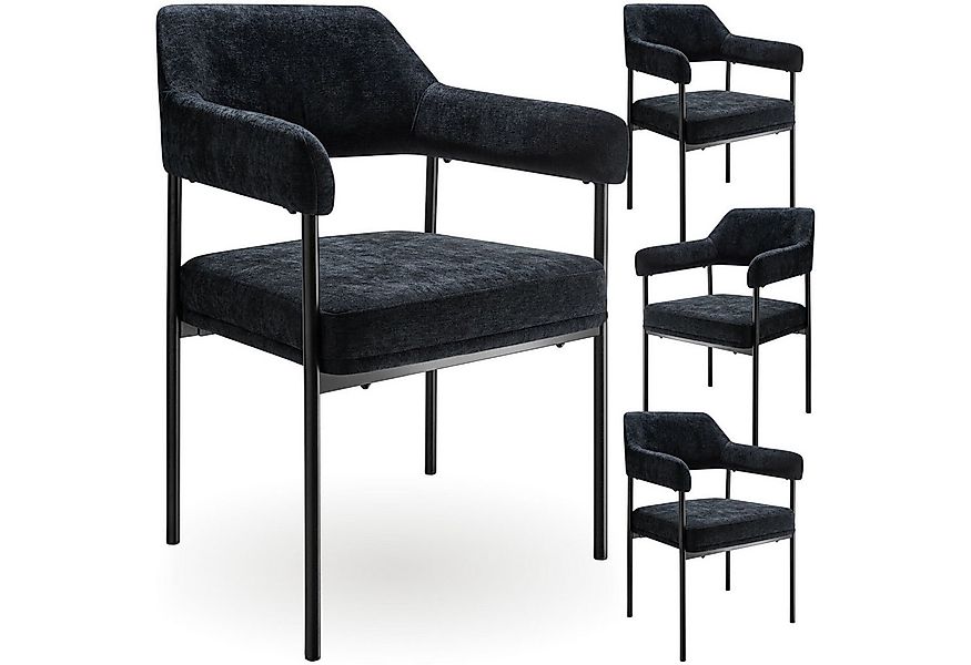 tectake Esszimmerstuhl Armlehnstuhl Doé, gepolstert, Stahlbeine (Set, 4 St) günstig online kaufen