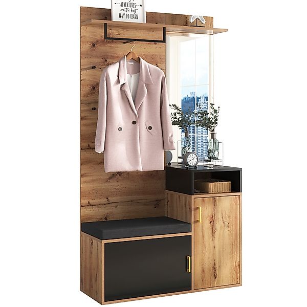 Ulife Garderoben-Set Flurgarderoben Set,oberes Ablagefach,Wandgarderobe, (2 günstig online kaufen