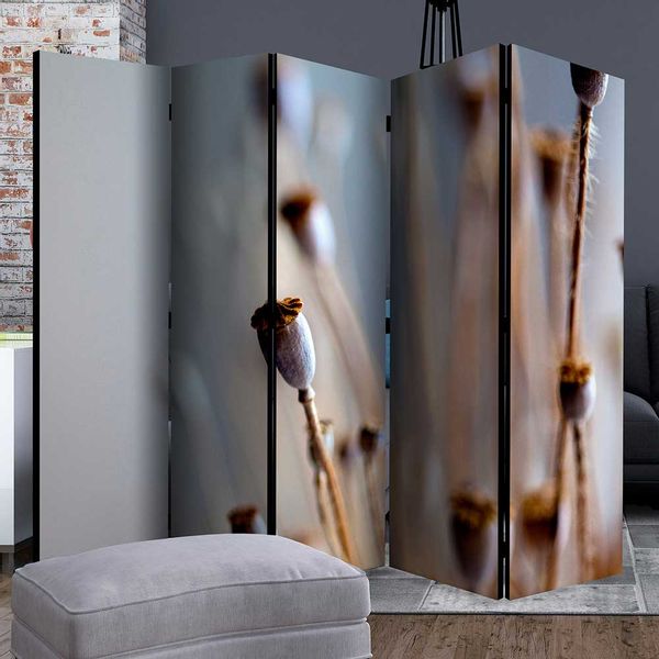 Landhaus Paravent mit Mohnkapsel Motiv Leinwand günstig online kaufen