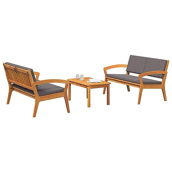 vidaXL Loungesofa Set mit 2 Dunkelgrau, Naturholz nholz, Stoff Mittel, 2 Te günstig online kaufen