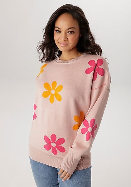 Aniston PLUS Strickpullover mit eingestricktem Blumenmuster - NEUE KOLLEKTI günstig online kaufen