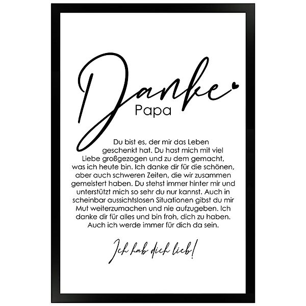 WANDStyle Bild mit Rahmen Danke Papa, günstig online kaufen