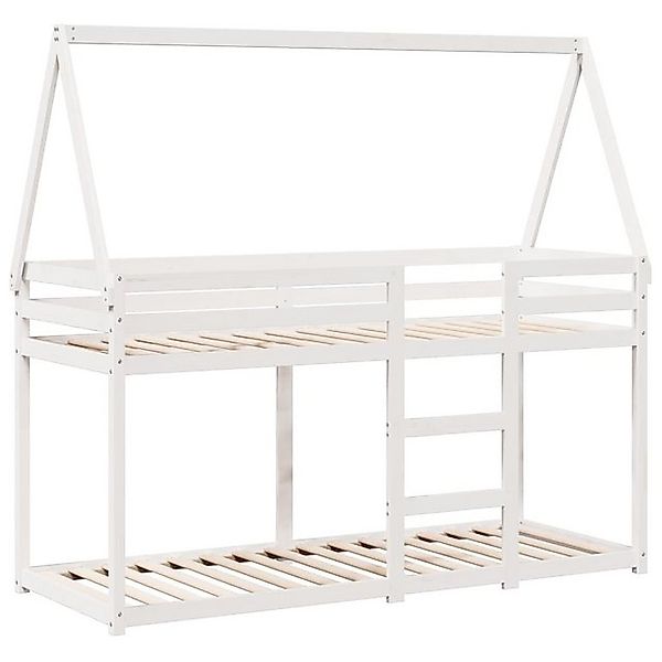 vidaXL Bett Etagenbett mit Dach Weiß 80x200 cm Massivholz Kiefer günstig online kaufen