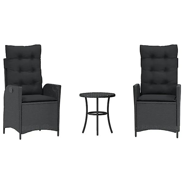 vidaXL 3-Tlg Bistro-Set mit Kissen Schwarz Poly Rattan 365273 günstig online kaufen