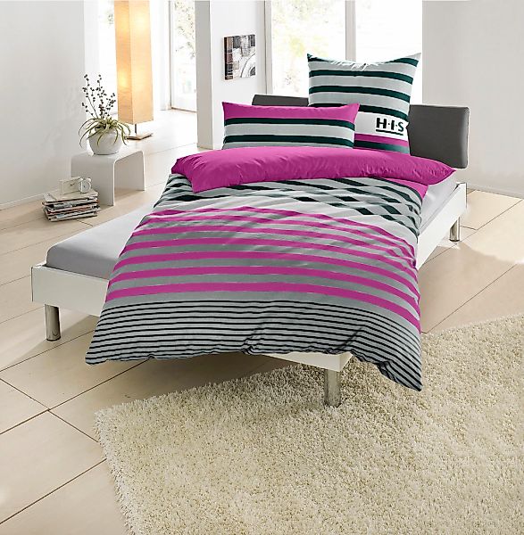 H.I.S Bettwäsche "Majoran" 2 Stk. gestreifte Bettwäsche in verschiedenen Qu günstig online kaufen