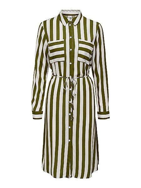 ONLY Langes Gestreiftes Blusenkleid Damen Grün günstig online kaufen