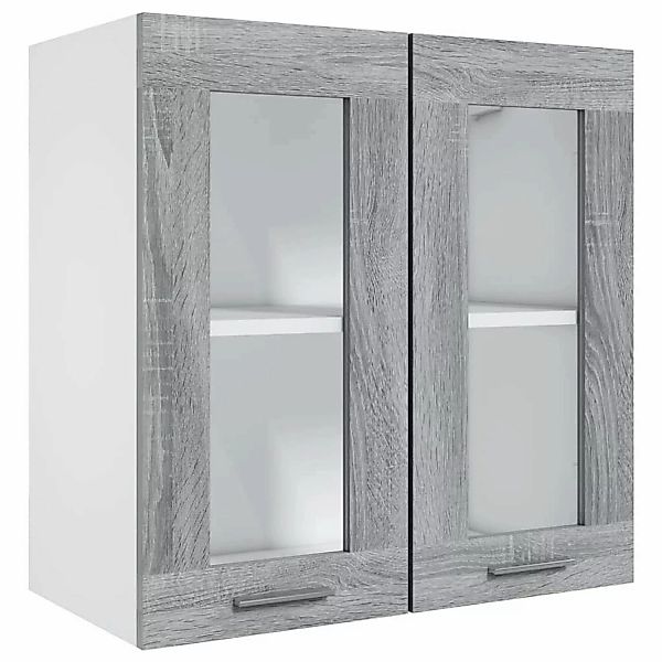 vidaXL Hängeschrank Wandhängeschrank Glas Grau Sonoma günstig online kaufen