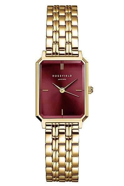 ROSEFIELD Quarzuhr Damenuhr Octagon XS Goldfarben/Burgunderrot günstig online kaufen