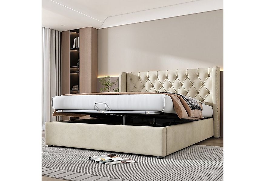 Odikalo Polsterbett Doppelbett mit Bettkasten & Lattenrost (140x200 160x200 günstig online kaufen