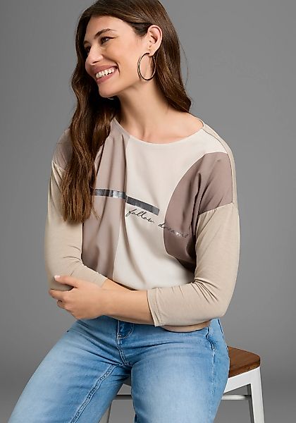 Laura Scott Shirtbluse im Materialmix mit Folienprint günstig online kaufen
