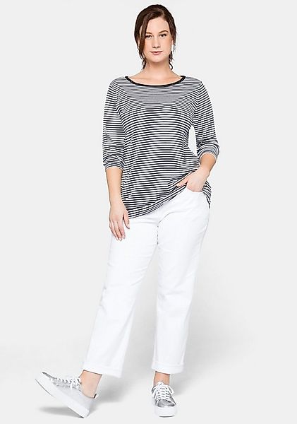 Sheego T-Shirt Ringelshirt . aus Rippware mit garngefärbten Ringeln günstig online kaufen