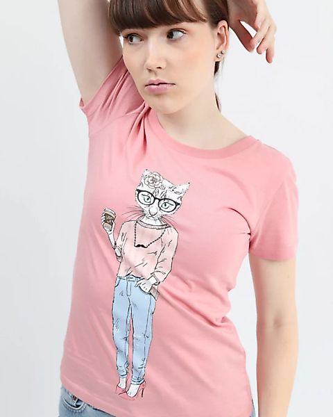 Hipster Cat With Moustache | T-shirt Damen günstig online kaufen