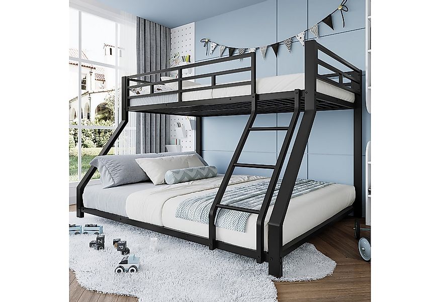 Flieks Etagenbett, Metallbett 90x200cm+140x200cm mit Schrägleiter und Gelän günstig online kaufen