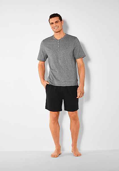 s.Oliver Pyjama 1 Stück, 2 tlg. Schlafanzug in Melange-Optik mit Knopfleist günstig online kaufen